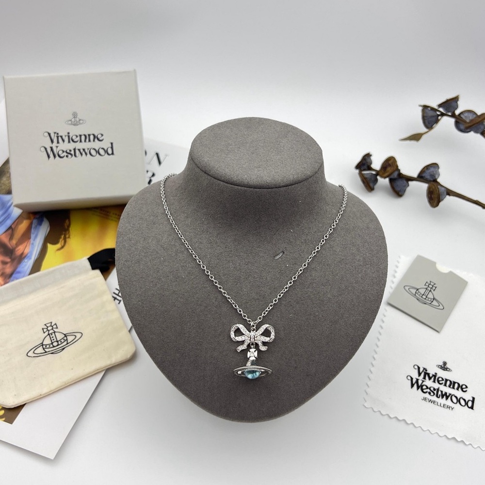 Vivienne Westwood Saturn Bow Limited Edition Ball Necklace - Ocean Blue